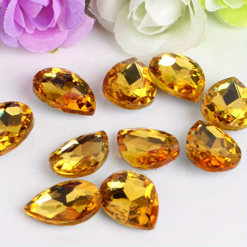 60pcs Colorful Acrylic Teardrop Crystals for DIY Headdresses & Clothing Embellis